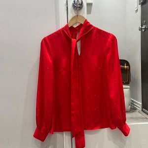 Red blouse with ribbons and small crystals/ SIZe 0